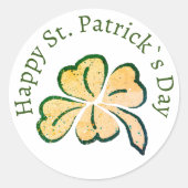 Happy St. Patrick`s Day Kleeblatt Clover Runder Aufkleber (Vorderseite)