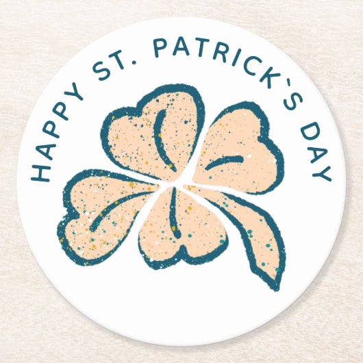 Happy St. Patrick`s Day Kleeblatt Clover Runder Pappuntersetzer (Vorderseite)