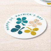 Happy St. Patrick`s Day Kleeblatt Clover Runder Pappuntersetzer (Angewinkelt)