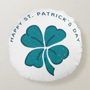 Happy St. Patrick`s Day Kleeblatt Clover Rundes Kissen