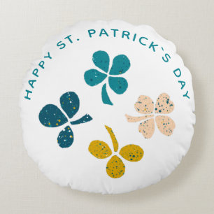 Happy St. Patrick`s Day Kleeblatt Clover Rundes Kissen