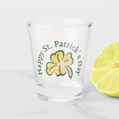 Happy St. Patrick`s Day Kleeblatt Clover Schnapsglas (Vorderseite)