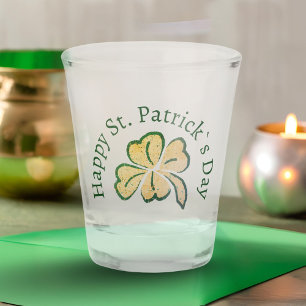 Happy St. Patrick`s Day Kleeblatt Clover Schnapsglas