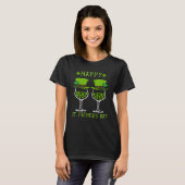 Happy St Patrick S Day Kleeblatt Trinken Wein Drin T-Shirt (Vorne ganz)