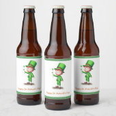 Happy St. Patrick´s Day Leprechaun Bierflaschenetikett (Flaschen)