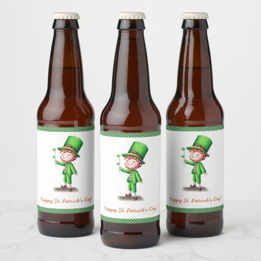Happy St. Patrick´s Day Leprechaun Bierflaschenetikett (Flaschen)