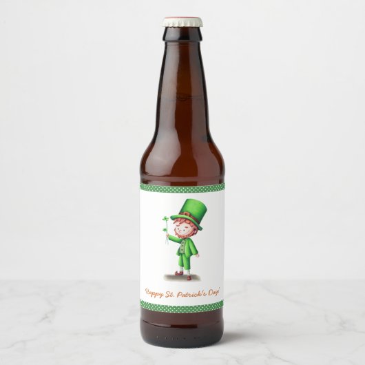Happy St. Patrick´s Day Leprechaun Bierflaschenetikett (Vorderseite)