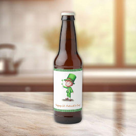 Happy St. Patrick´s Day Leprechaun Bierflaschenetikett