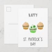 Happy St. Patrick`s day Muffins and Kleeblatt Postkarte (Vorne/Hinten)