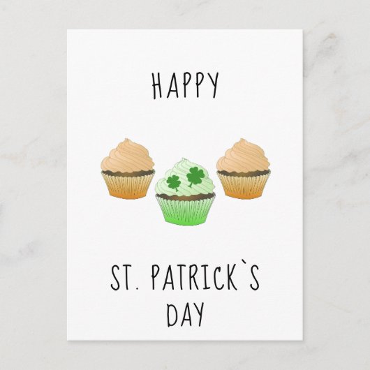 Happy St. Patrick`s day Muffins and Kleeblatt Postkarte (Vorderseite)