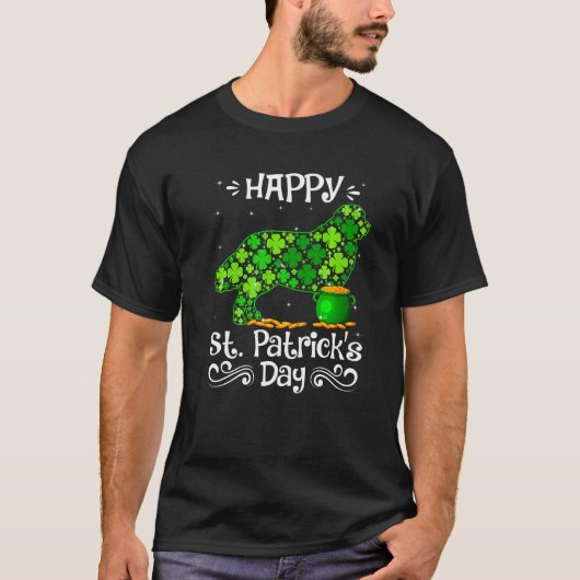 Happy St Patrick S Day Neufundland Hund Kleeblatt T-Shirt (Vorderseite)