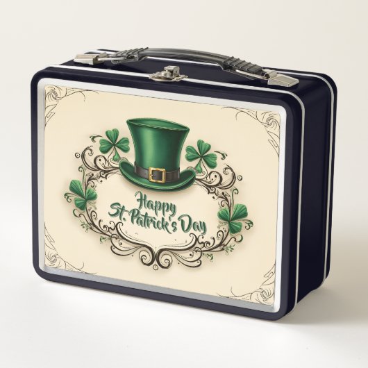 Happy St. Patrick’s Day Shamrock Design Metall Brotdose (Vorderseite)