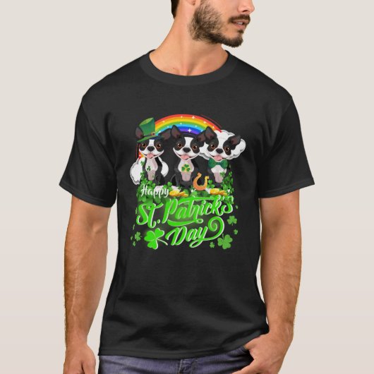 Happy St Patrick s Day Shamrock Leprechaun Boston T-Shirt (Vorderseite)