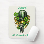 Happy St. Patrick’s Day Shamrock & Microphone Mousepad (Mit Mouse)