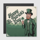 Happy St. Patrick’s Day Vintage Leprechaun Magnetkarte (Vorne/Hinten)