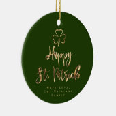 Happy St. Patrick Shamrock Clover Elegant Green Keramik Ornament (Rechts)