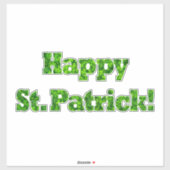 Happy St. Patrick Typografy Kleeblatt Green Clover Aufkleber (Blatt)