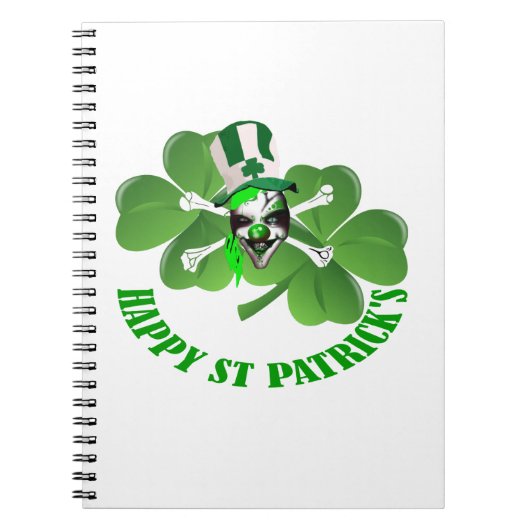 Happy St Patricks beängstigender Clown Notizblock (Vorderseite)