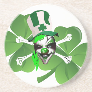 Happy St Patricks beängstigender Clown Sandstein Untersetzer