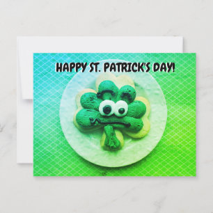 Happy St. Patrick's Day 4 Leaf Clover Cookie Postkarte