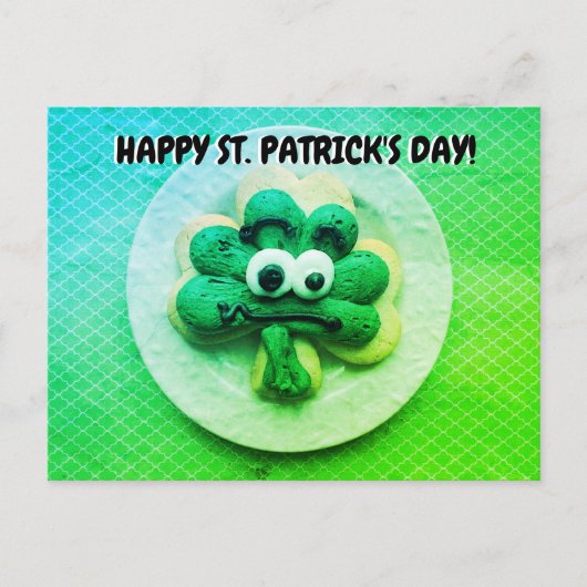 Happy St. Patrick's Day 4 Leaf Clover Cookie Postkarte (Vorderseite)