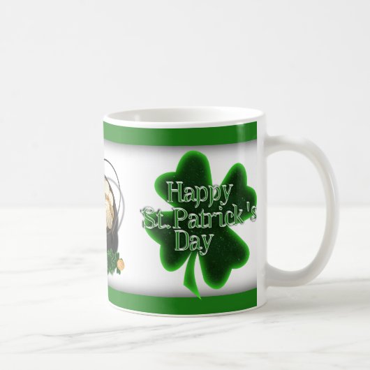 Happy St. Patrick's Day 4 Leaf Clovers Kaffeetasse (Rechts)