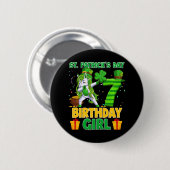 Happy St Patricks Day 7th Birthday Unicorn Dabbing Button (Vorne & Hinten)