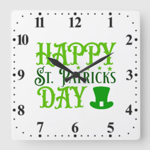 Happy St. Patrick's Day-88489 Quadratische Wanduhr