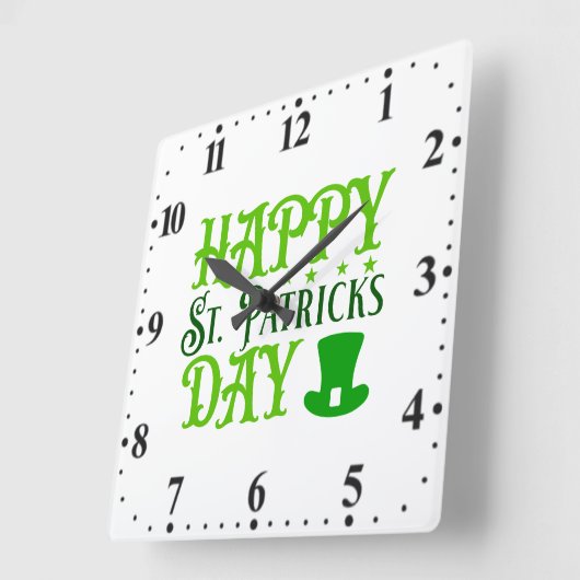 Happy St. Patrick's Day-88489 Quadratische Wanduhr (Winkel)
