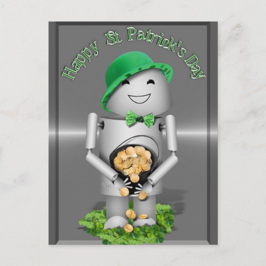 Happy St. Patrick's Day aus Little Robo-x9 Postkarte (Vorderseite)