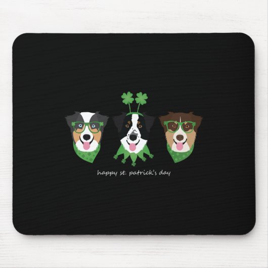 Happy St Patricks Day Australian Shepherd Dogs Cut Mousepad (Vorne)