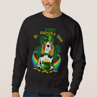 Happy St Patricks Day Basset Hound Leprechaun Hat Sweatshirt