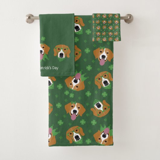 Happy St Patricks Day Beagle Hunde Badhandtuch Set (Insitu)