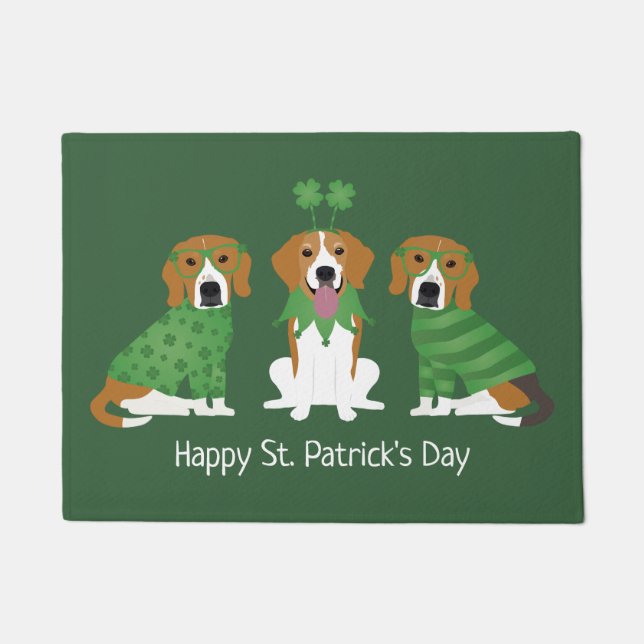Happy St Patricks Day Beagle Hunde Fußmatte (Vorderseite)