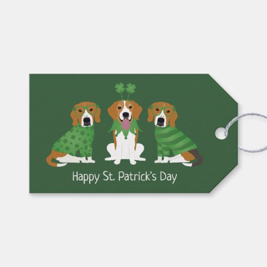 Happy St Patricks Day Beagle Hunde Geschenkanhänger (Vorderseite (Horizontal))