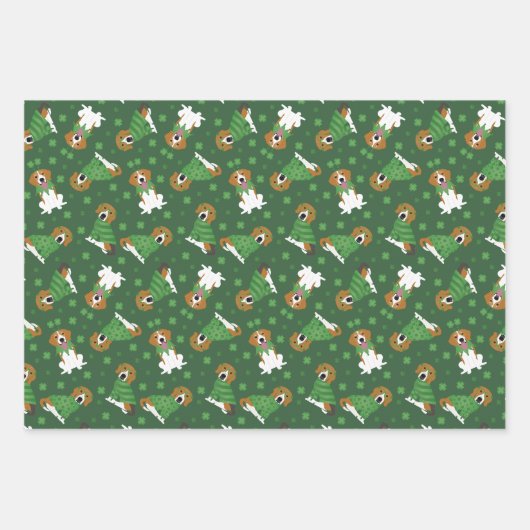 Happy St Patricks Day Beagle Hunde Geschenkpapier Set (Vorderseite 2)