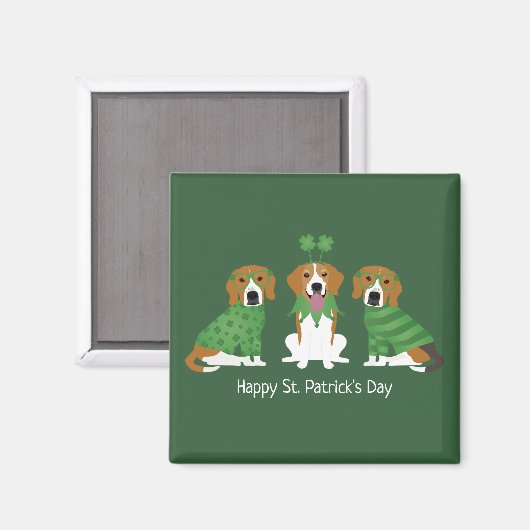 Happy St Patricks Day Beagle Hunde Magnet (Vorderseite/Rückseite)