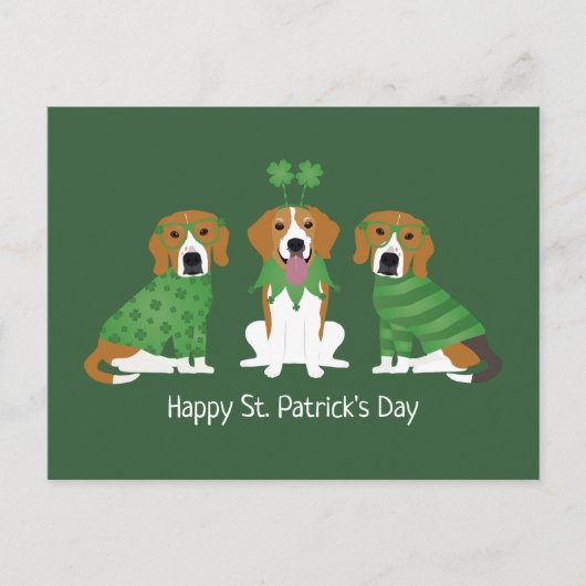 Happy St Patricks Day Beagle Hunde Postkarte (Vorderseite)