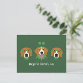 Happy St Patricks Day Beagle Hunde Postkarte (Stehend Vorderseite)