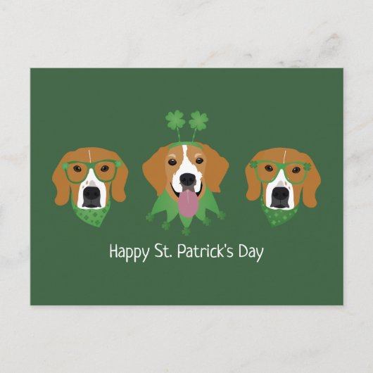 Happy St Patricks Day Beagle Hunde Postkarte (Vorderseite)