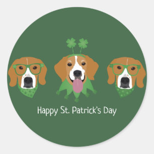 Happy St Patricks Day Beagle Hunde Runder Aufkleber