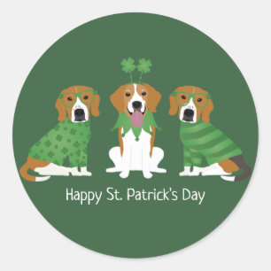 Happy St Patricks Day Beagle Hunde Runder Aufkleber
