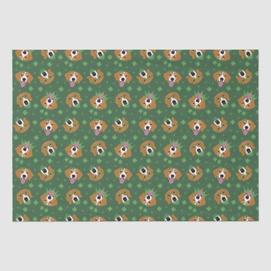 Happy St Patricks Day Beagle Hunde Seidenpapier (Vorderseite)