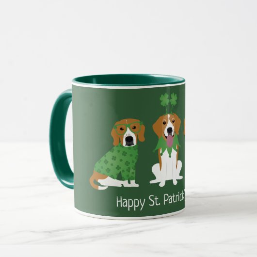 Happy St Patricks Day Beagle Hunde Tasse (Vorderseite Links)
