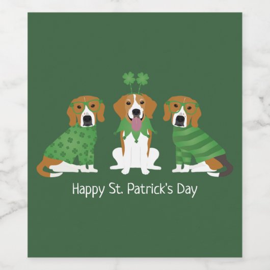 Happy St Patricks Day Beagle Hunde Weinetikett (Einzelnes Label)