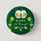 Happy St. Patricks Day Beer and Clovers Button (Vorderseite)