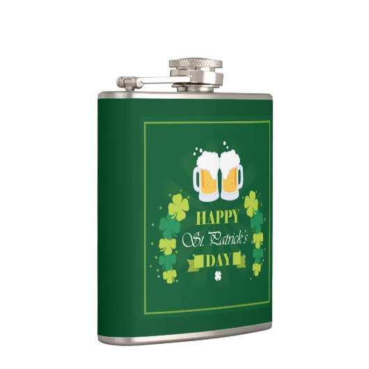 Happy St. Patricks Day Beer and Clovers Flachmann (Rechts)