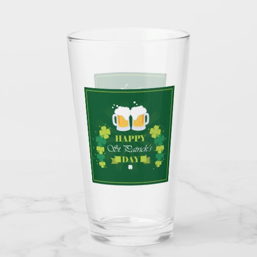 Happy St. Patricks Day Beer and Clovers Glas (Rückseite)