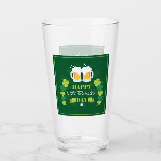 Happy St. Patricks Day Beer and Clovers Glas (Vorderseite)