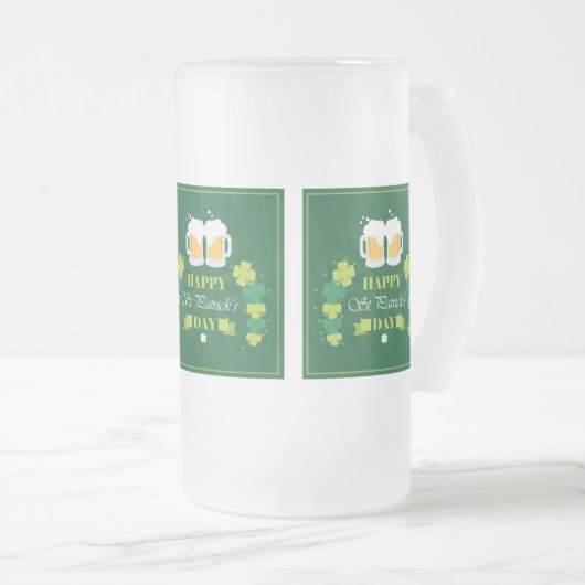 Happy St. Patricks Day Beer and Clovers Mattglas Bierglas (VorderseiteRechts)